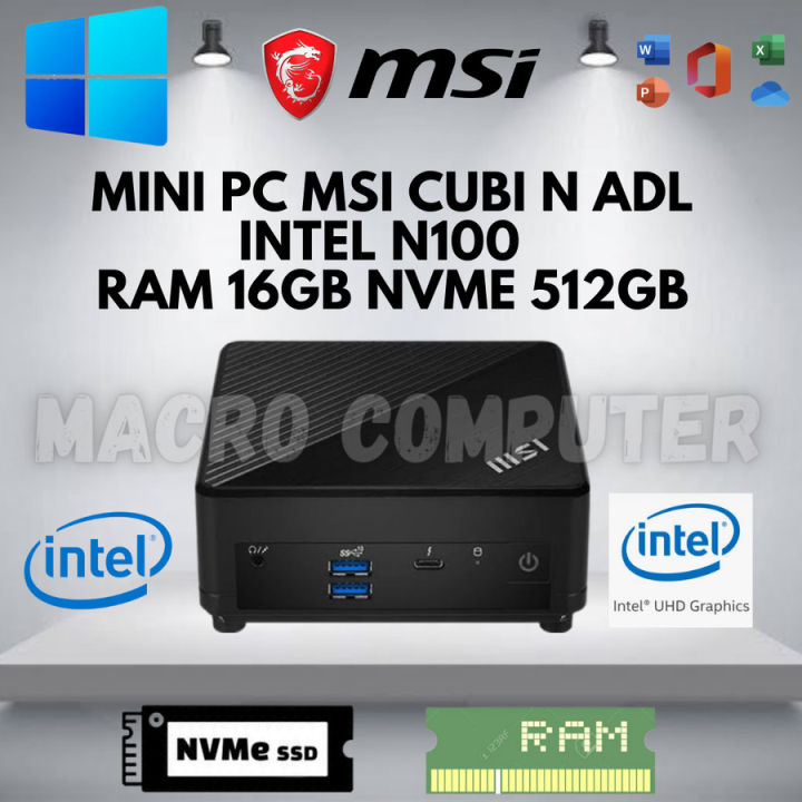 MINI PC MSI Cubi N ADL FULLSET WIN 11 RAM SSD Intel Processor N100