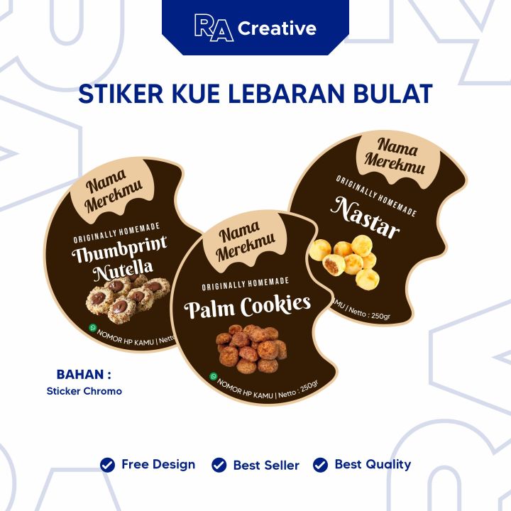 Sticker Label Kue Kering Dan Parcel Idul Fitri Bulat Custom Lebaran