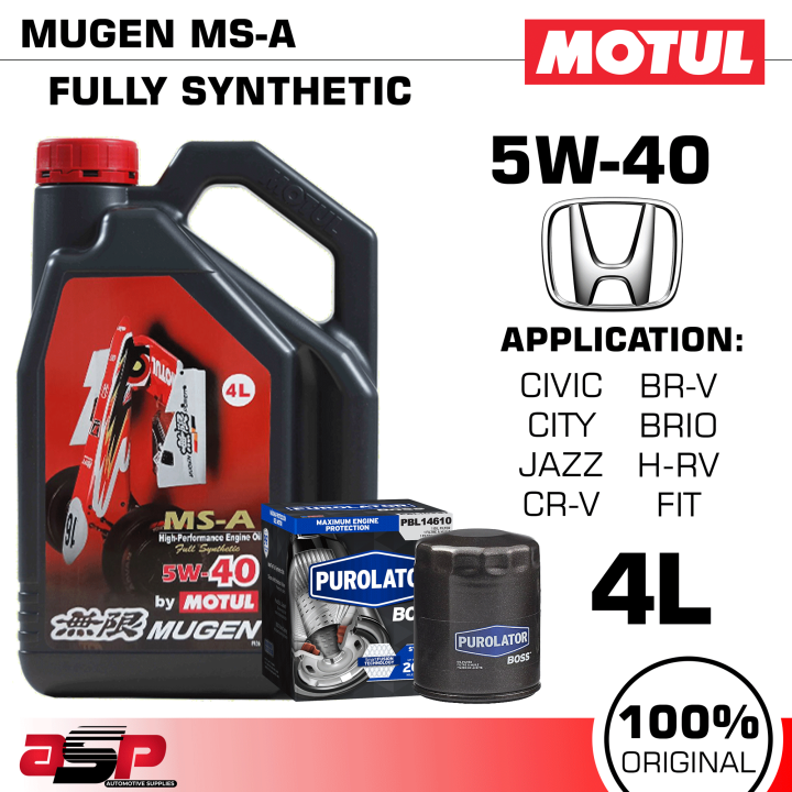 Motul Mugen Msa W Fully Synthetic Honda Engine Oil With Oil Filter