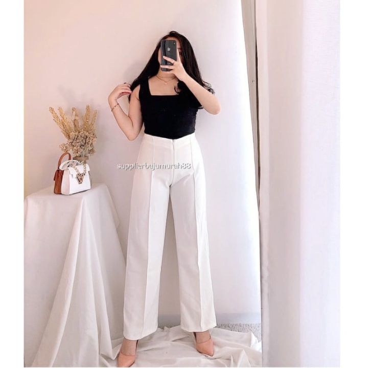 Celana Kulot Wanita Basic Hw Irene Cullotes Scuba Wide Leg Kulot