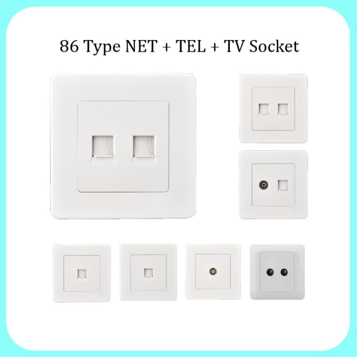 Type White Faceplate Rj Network Adapter And Tv And Tel Socket Wall