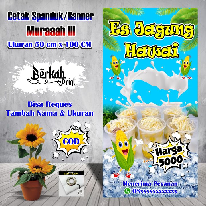 Spanduk Banner Es Jagung Hawai Ukuran 50 Cm X 100 Cm Lazada Indonesia