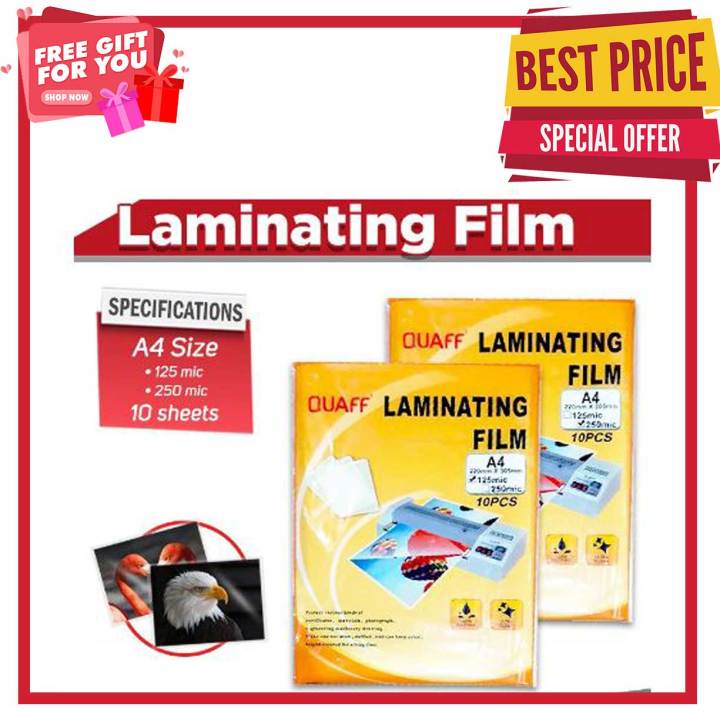 1 PACK A4 Size 200 Mic QUAFF Hot Process Laminating Film 100 Sheets