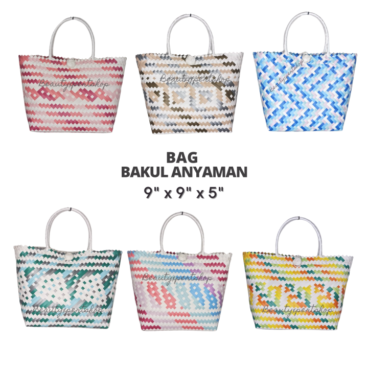 X Multicolour Beg Anyaman Sarawak Tote Bag Women Pvc Bakul