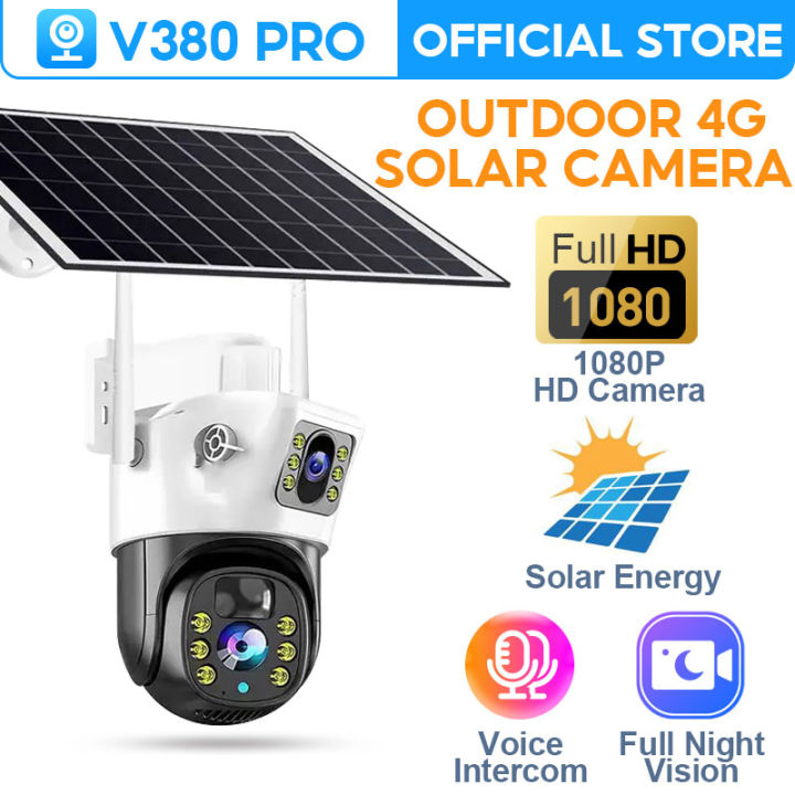 V380 PRO 4G Dual Lens Solar Power CCTV Camera Outdoor Waterproof 360 IP