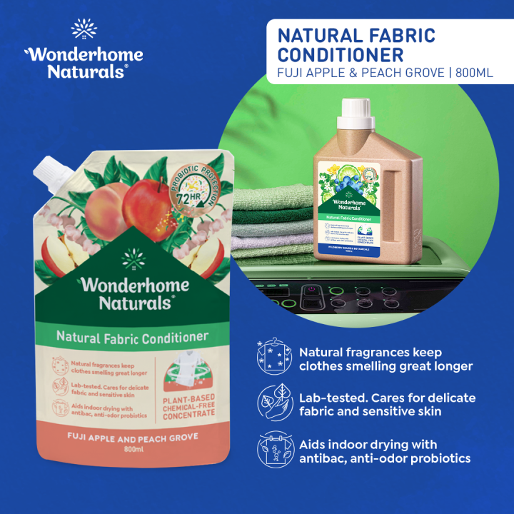 Wonderhome Natural Fabric Conditioner Eco Pouch Ml Fuji Apple And