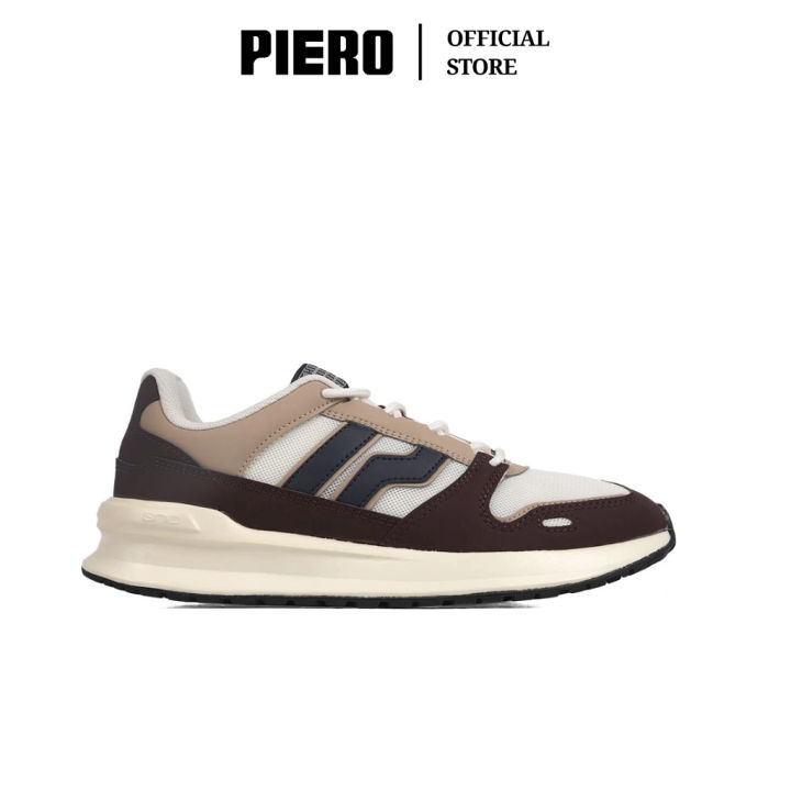 PIERO SEPATU SNEAKERS PRIA JOGGER 24 COFFEE OFF WHITE INK BLUE