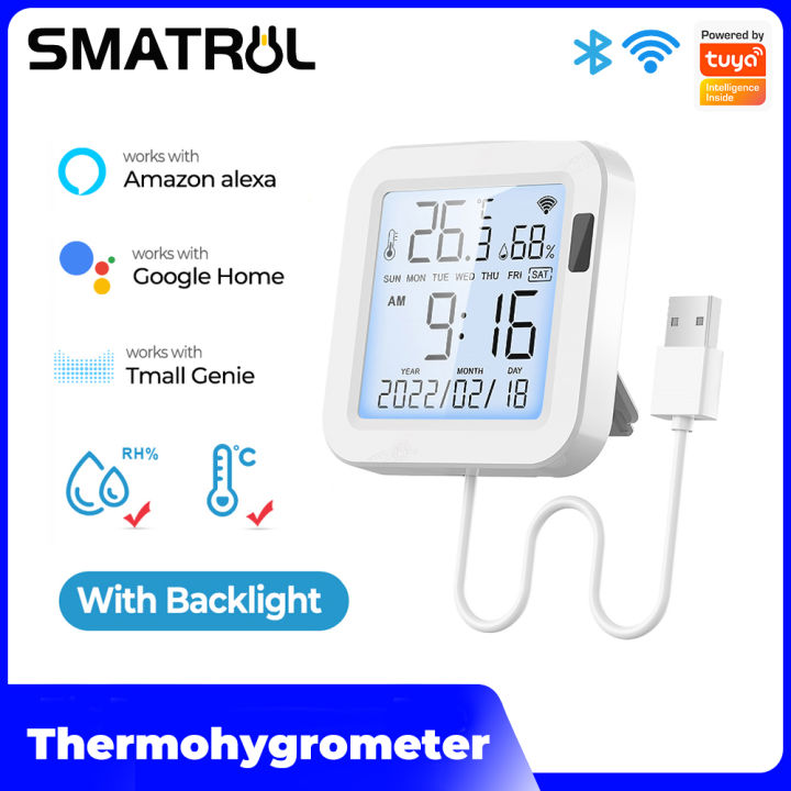 Smatrul Wifi Temperature And Humidity Sensor With Backlight Lcd Display