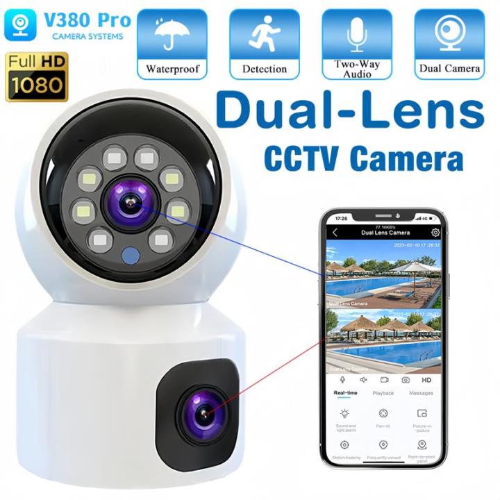 CAMVIEW V380 PRO CCTV Camera To Cellphone Dual Lens 1080P Wireless Two