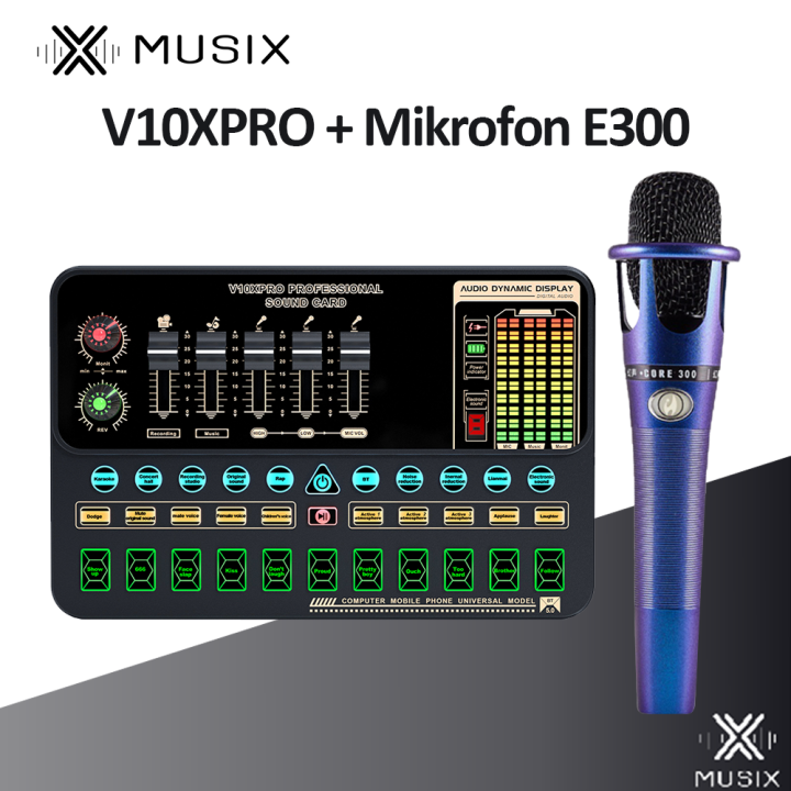 Musix V Pro E Mikrofon Soundcard Kompatibel Dengan Bluetooth