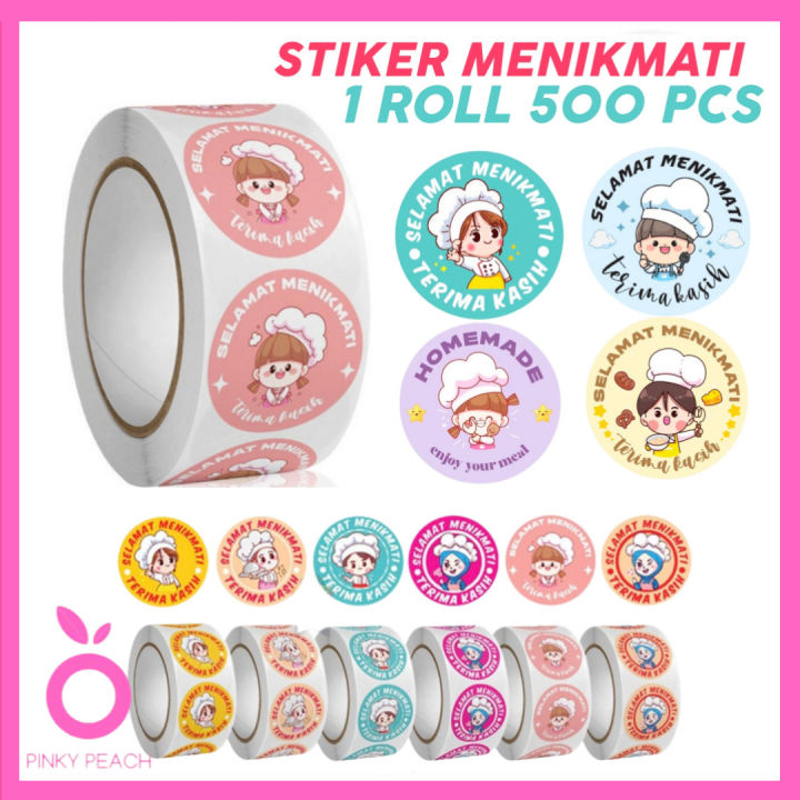 Pcs Stiker Selamat Menikmati Sticker Roll Makanan Kue Thank You