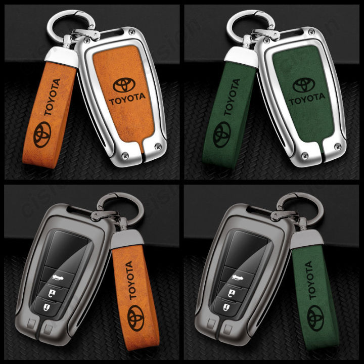 Zinc Alloy Leather Car Key Case Cover Remote Fob Holder Shell Keychain