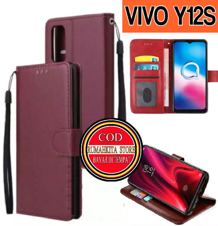 CASE HP DOMPET COCOK UNTUK TIPE HP VIVO Y12S CASE KULIT FLIP PREMIUM