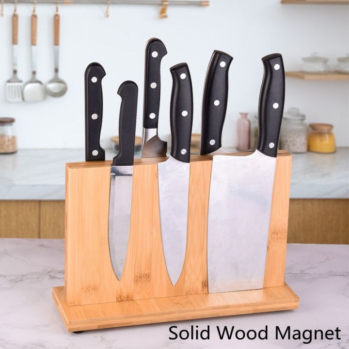 Magnetic Knife Holder With Powerful Magnet Large Bamboo Wood Knife