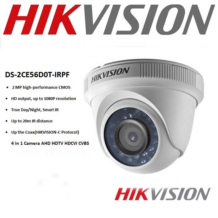 DS 2CE16D0T IRPF HIKVISION 2MP Dome Turbo HDTVI CCTV Camera 2 8 3