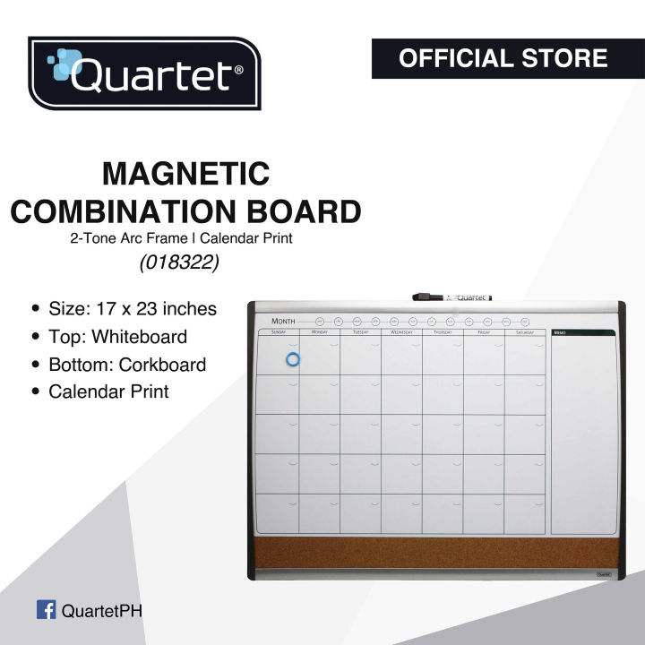 QUARTET Magnetic Whiteboard And Corkboard Combination 2 Tone Arc