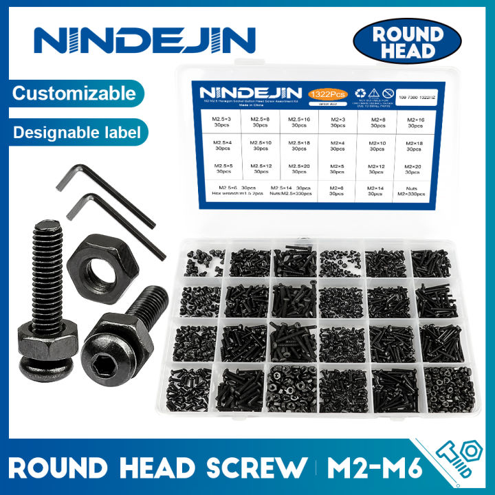 Nindejin Hex Hexagon Socket Button Head Screw Nut Grade Carbon