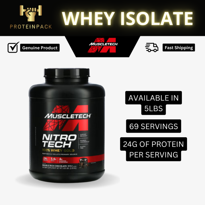 MuscleTech Nitro Tech 100 Whey Gold Isolate 5lbs Double Rich Chocolate