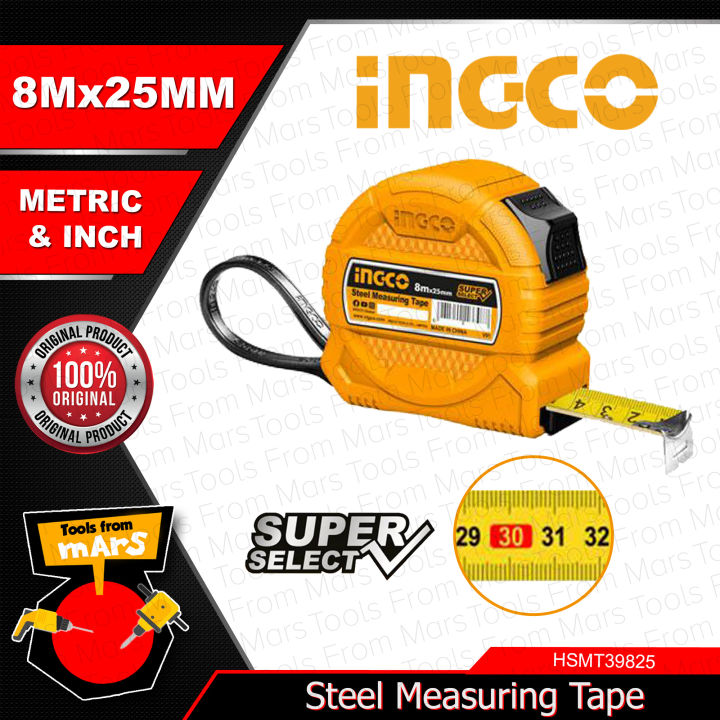 INGCO STEEL MEASURING TAPE 8M WITH METRIC AND INCH HSMT39825 HT TFM