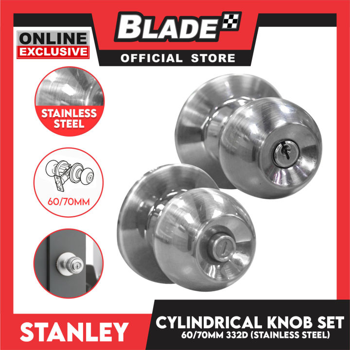 Stanley Cylindrical Door Knob Set 60 70MM 332D Stainless Steel Door