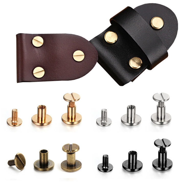 P5u7 10Sets Flat Head Copper Rivets Studs Belt Double Cap Decorative