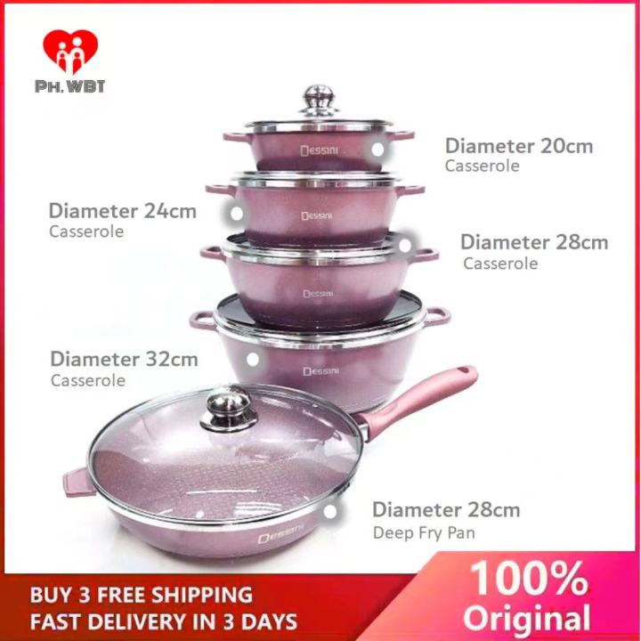 12 Pieces Dessini Stainless Steel Cookware Set Aluminum Pot Non Stick