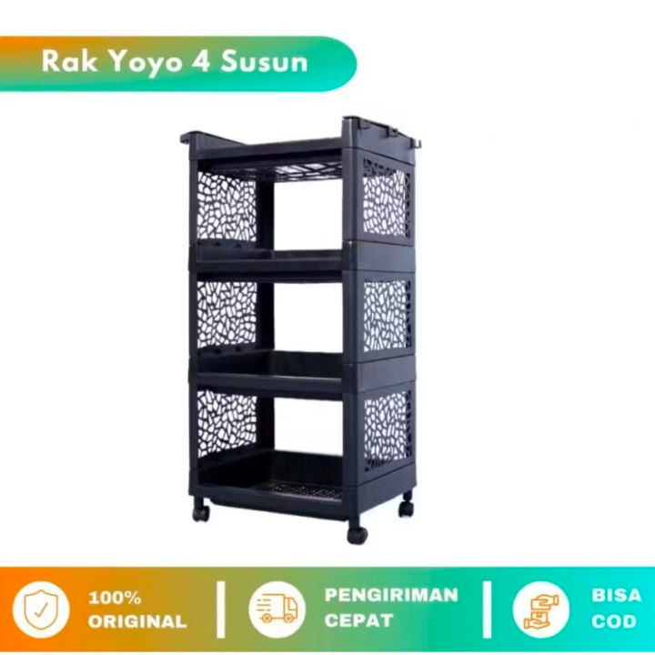 Rak Yoyo Apartemen Roda Susun Hitam Serbaguna Lazada Indonesia