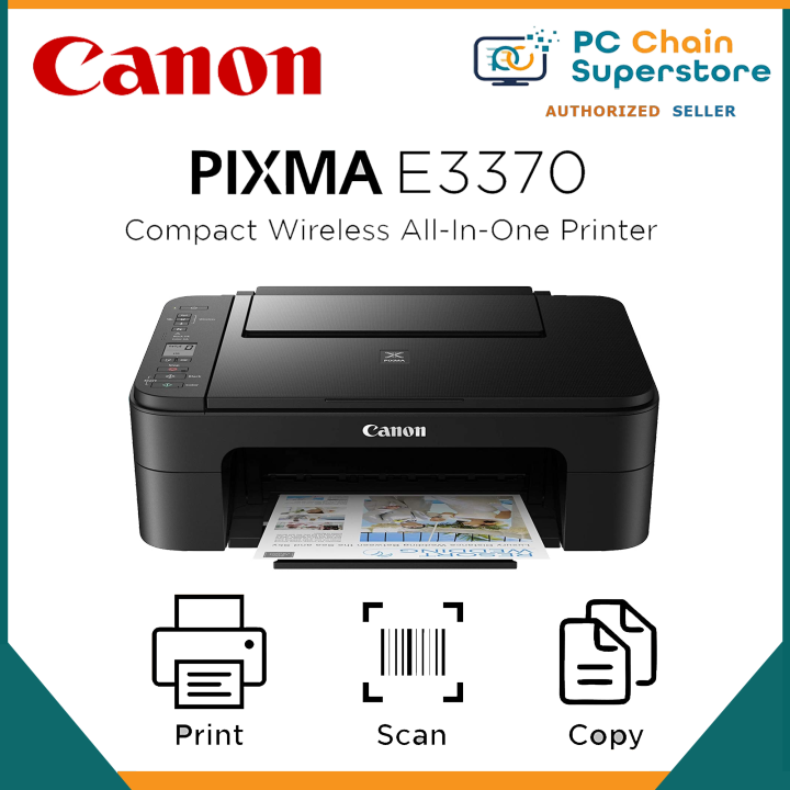 Canon Pixma E3370 Compact Wireless All In One Cartridge Printer W LCD