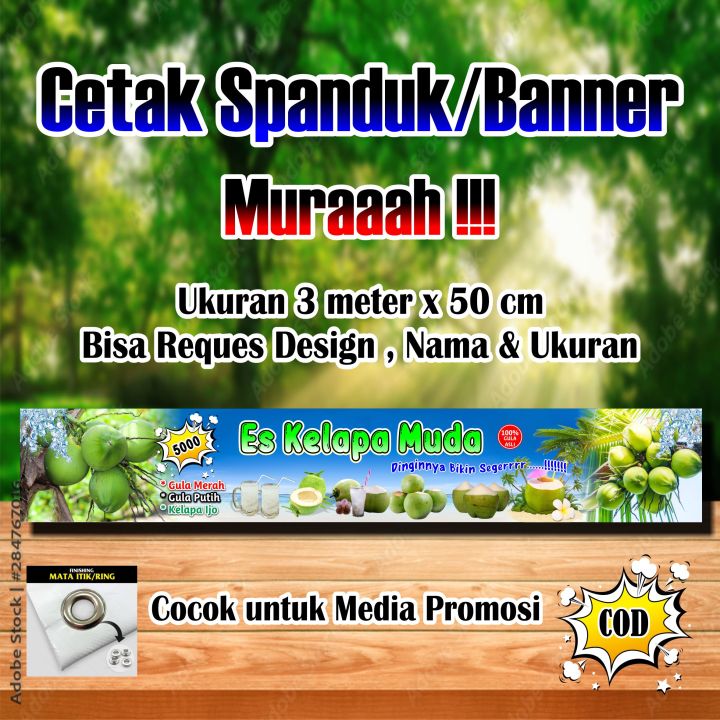 Spanduk Banner Es Kelapa Muda Ukuran Meter X Cm Lazada Indonesia