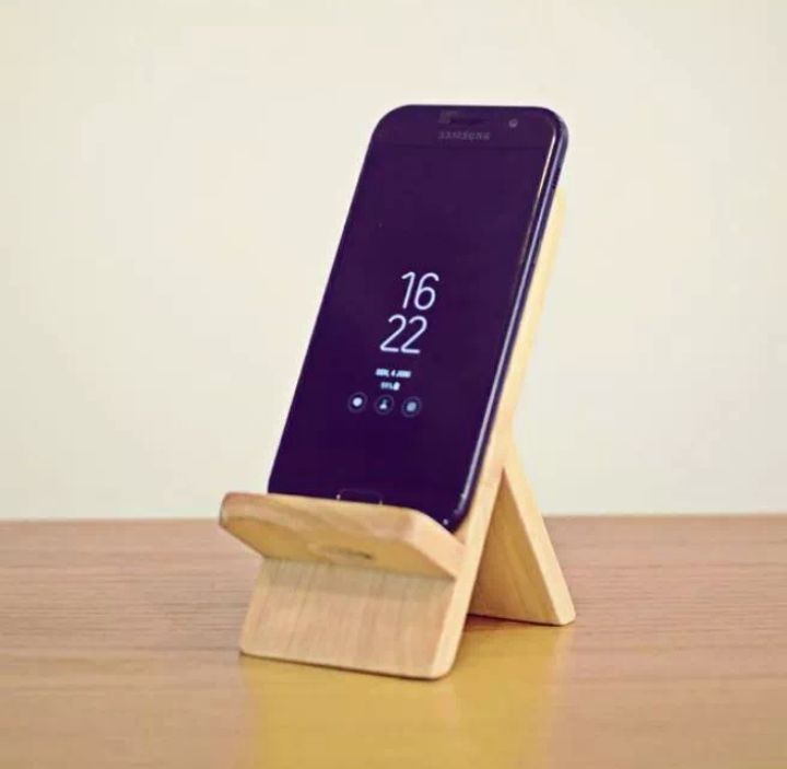 Stand Holder Handphone Multifungsi Kayu Docking HP Handphone Unik