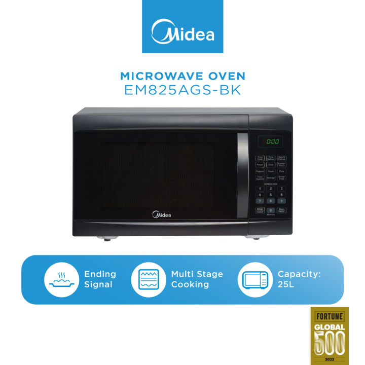 Midea EM825AGS BK 25L Digital LED Display Microwave Oven With Defrost