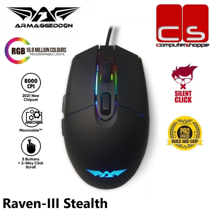 Armaggeddon Grumman Raven III Stealth RGB Silent Wired Gaming Mouse