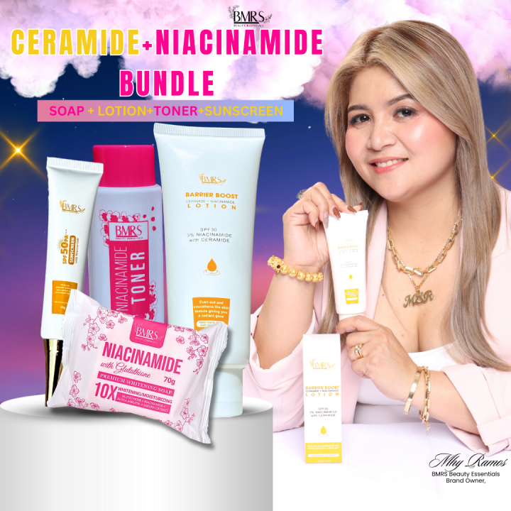 Original Bmrs Ceramide Bundle Lotion Sunscreen Toner Soap Whitening