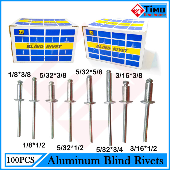 Hopway 100pcs Blind Rivet Blind Rivets 1 8x3 8 1 8x1 2 5 32x1 2 5