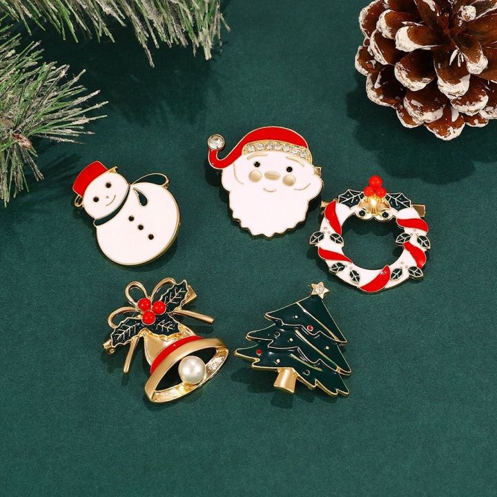 Selenaal Snow Man Christmas Brooch Cartoon Bell Dripping Oil Lapel Pin