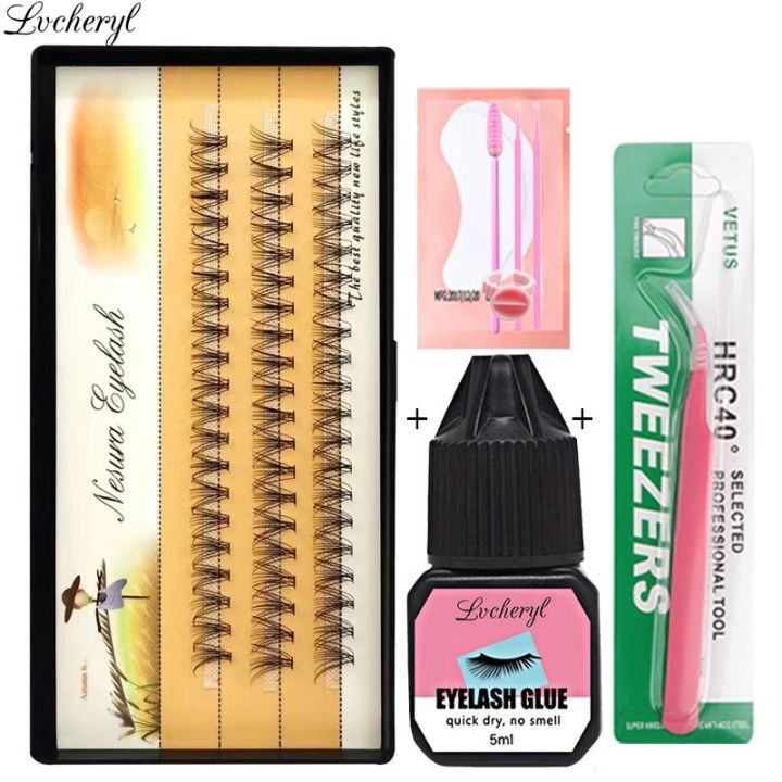 Lvcheryl Thick Self Grafted Eyelash Extension Set Kits With Glue