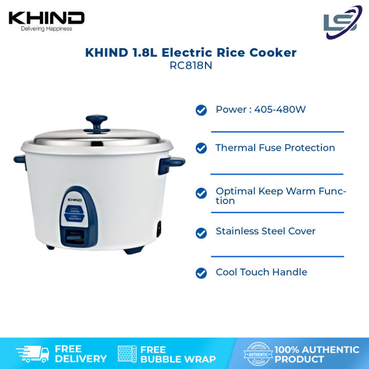 KHIND 1 8L Rice Cooker RC818N Optimal Keep Warm Function Thermal