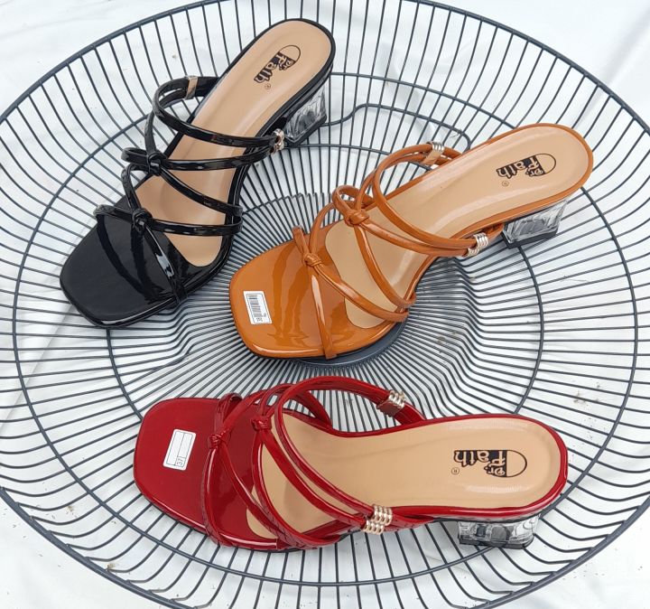 Heels Kaca Wanita Sandal Hak Kaca Tali Silang Am Lazada Indonesia