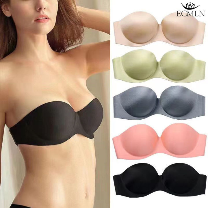 ECMLN Seamless Bandeau Bra Lingerie Wire Free Strapless Tube Top For