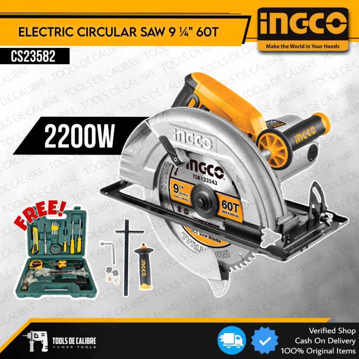 INGCO Industrial Circular Saw 9 1 4 2200W CS23582 W FREE TOOLSET