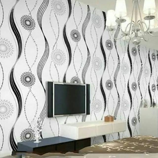 Wallpaper Sticker Dinding Ruang Tamu Motif Cakra Garis Lingkar Lazada