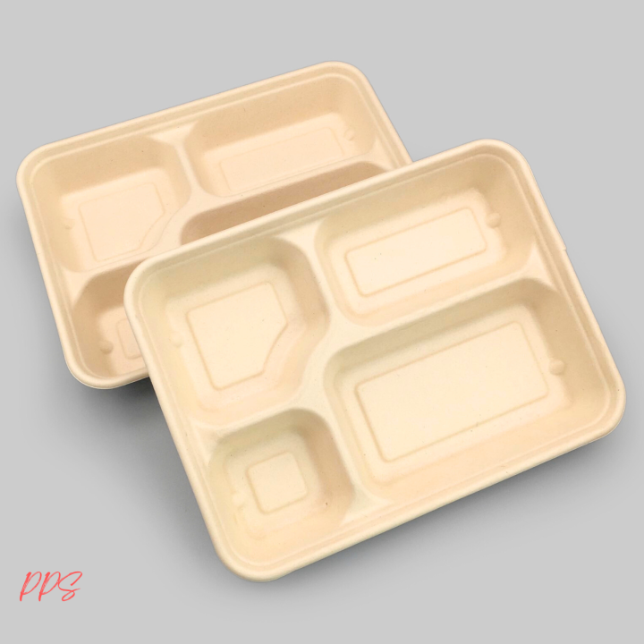 Pcs Ml Sugarcane Bento Box With Division Bagasse Food Container