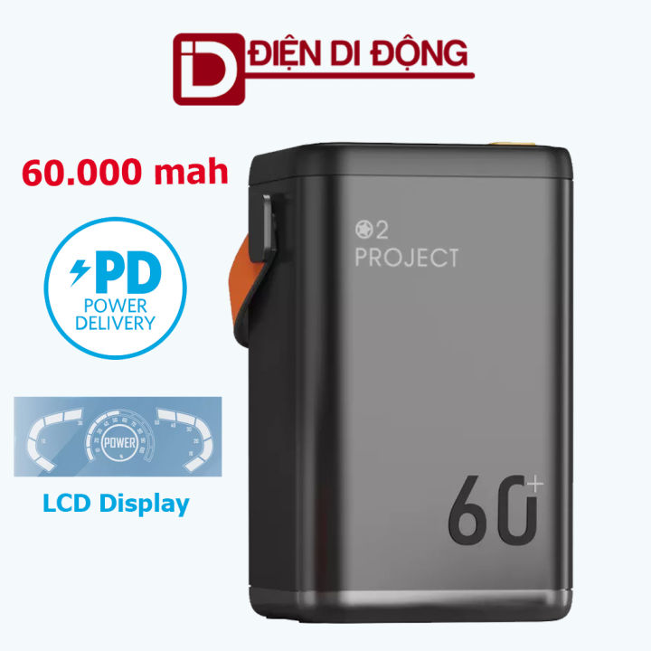 Pin sạc dự phòng 60000mah O2 Project YT 2030 sạc nhanh PD 65W sạc nhanh