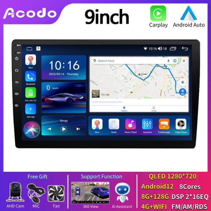 Acodo 9inch Android 12 8Cores Carplay Android Auto Multimedia Player