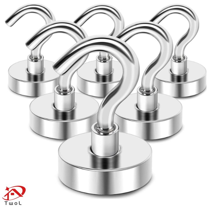 TwoL Magnetic Hooks Powerful Heavy Duty Neodymium Magnet Hanger Strong