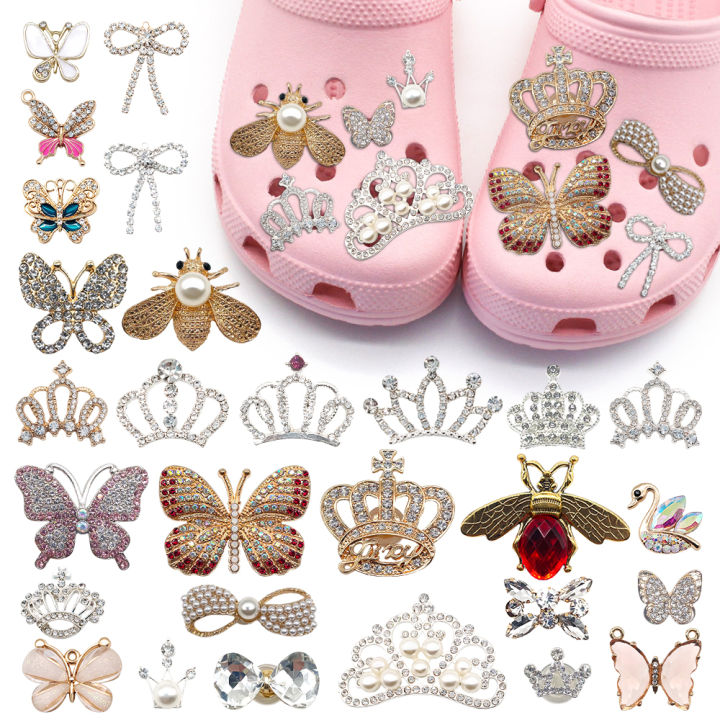 Hot Pcs Fashion Metal Rhinestone Crown Sandals Buckle Jibz Diy Pearls