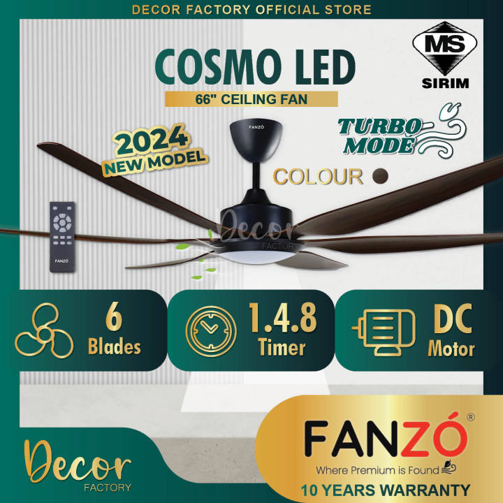 NEW 2024 FANZÓ Fan FANZO COSMO LED 66 6 Blades DC Motor 7 Forward 7