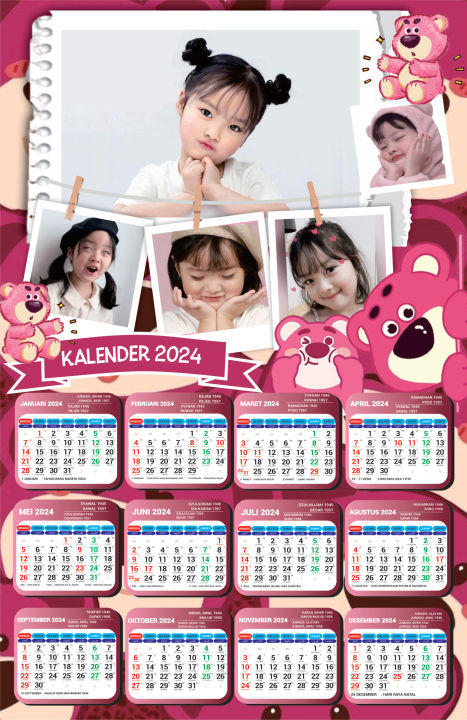 CETAK KALENDER 2024 MOTIF LOTSO BISA FOTO SENDIRI LENGKAP ADA TGL ISLAM