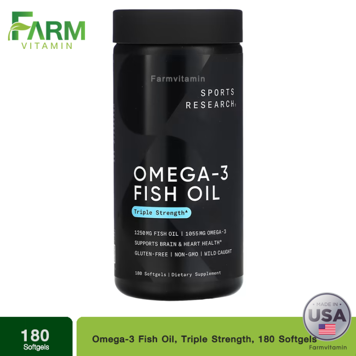 Sports Research Omega 3 Fish Oil Triple Strength 180 Softgels