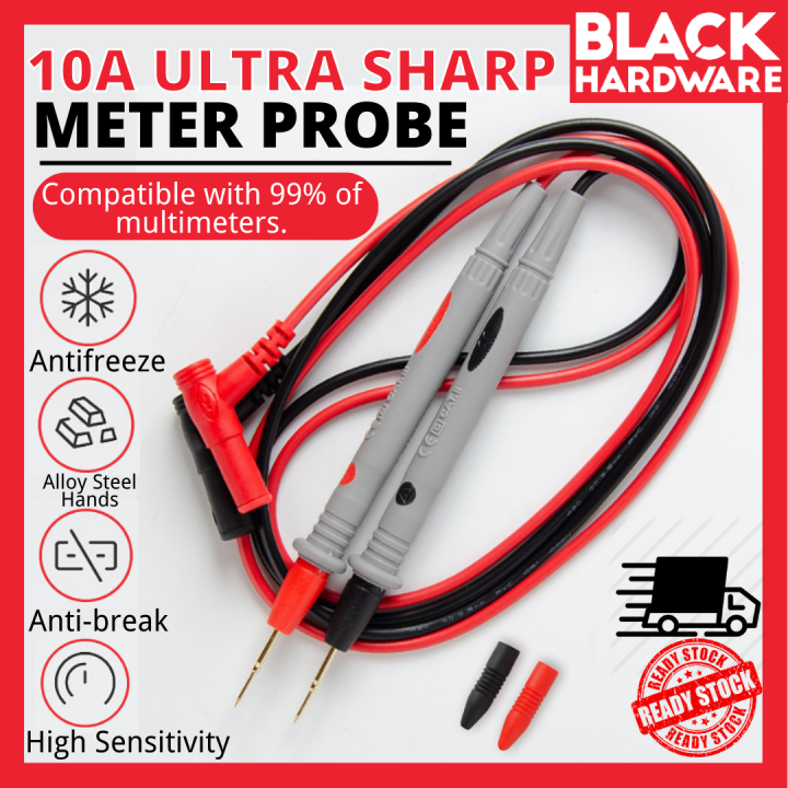 Black Hardware Multimeter Test Lead Extention Back Probes Sharp Needle